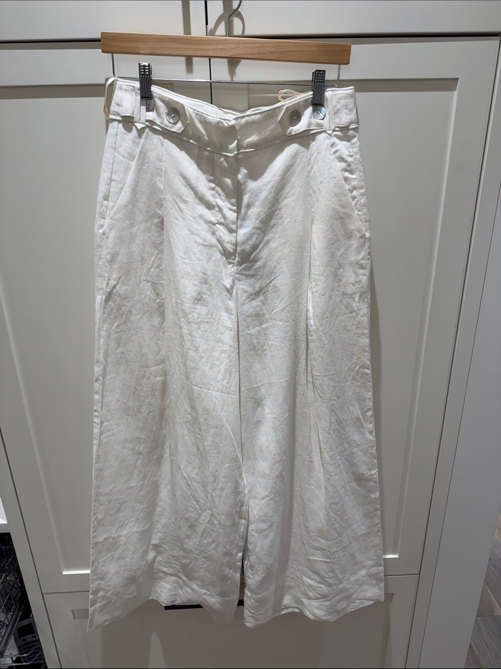 Farm Rio Off-White Linen High Waist Wide Leg Pants NWT Size M